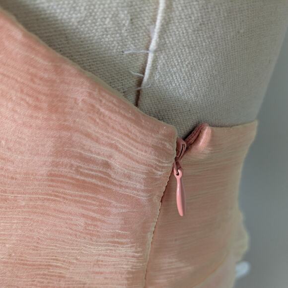 Silk Midi Dress Cocktail Gown 8P Pink Orange Vintage Fairy Y2K Ombre Nymph Glam - Picture 13 of 16